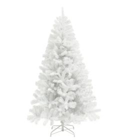 HOMCOM 9ft Tall Artificial Christmas Tree, Unlit Xmas Tree With 2132 Branch Tips, Auto Open, Steel Base, Holiday  For Home Office, White