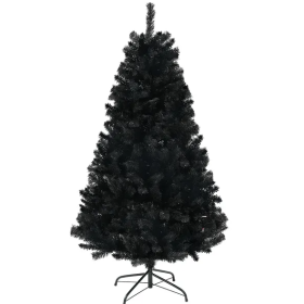 HOMCOM 6ft Tall Artificial Christmas Tree Unlit Xmas Tree With Branch Tips  Auto Open, Steel Base, Holiday Decor For Home Office, Black