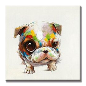 100% Hand Painted  Abstract Oil Painting Wall Art Modern Minimalist Cute Dog Fashion Picture Canvas Home Decor For Living Room No Frame