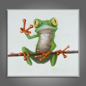 100% Hand Painted  Abstract Oil Painting Wall Art Modern Minimalist Frog Picture Canvas Home Decor For Living Room No Frame