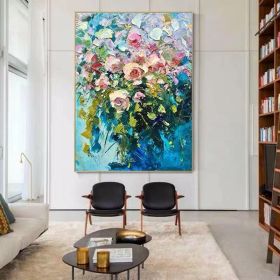 Modern Oil Painting Flowers Hand Painted Drawing Wall Art Canvas Pictures  Home Decoration Gift For Living Room Bedroom No Frame