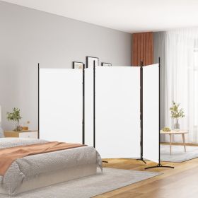 4-Panel Room Divider White 136.2"x70.9" Fabric