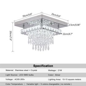 Hot Square K9 Crystal Ceiling Lamp Corridor Bedroom Pendant Light Cloakroom Decorative Lamp Indoor Lighting Chandelier Fixture