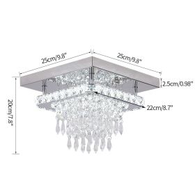 Luxury Crystal Square Bright Led Chandelier Modern Pendant Light Ceiling Lamp Dimmable Flush Mount Bedroom Dinning Living Room