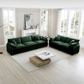 Family sofa set Deep Seat Sofa, Warm Sofa for Home Cinema and Living Room, One 2-Seater Sofa and One 3-Seater Sofa,Green Corduroy