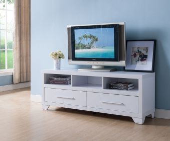 60" TV Stand, Home Entertainment Console with 2 Drawers,3 Shelves in White