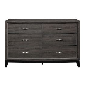 Contemporary Design 1pc 6-Drawers Dresser Gray Finish Polished Hardware Wooden Bedroom Furniture